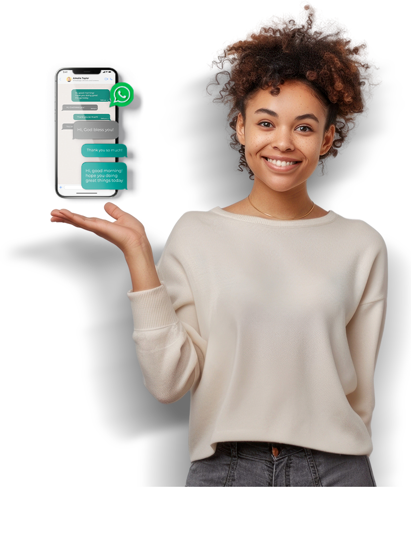 Atendente com celular